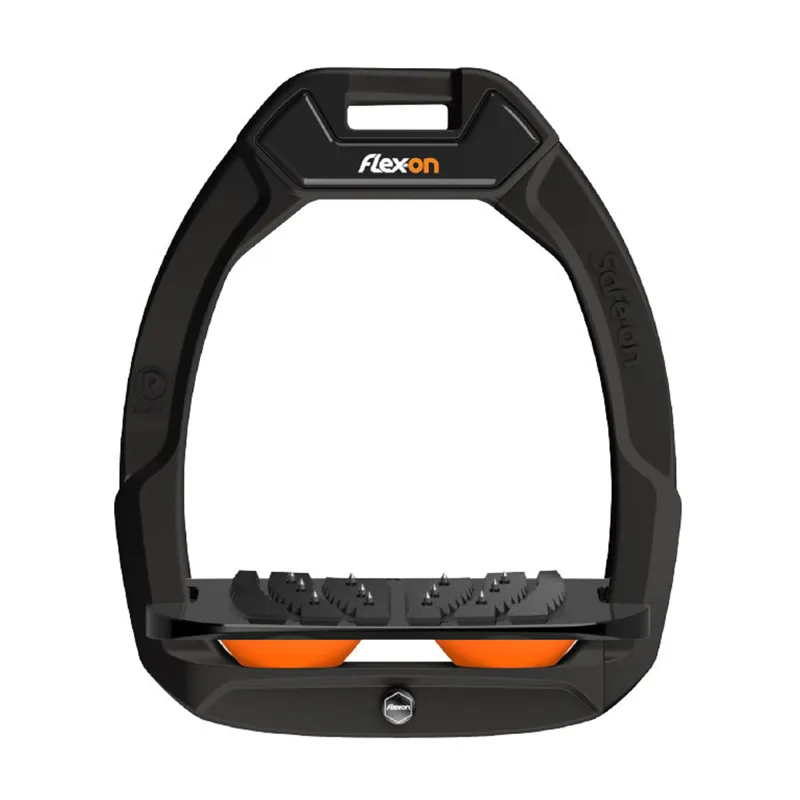 Flex-On Safe-On Inclined Ultra-Grip Stirrups - Black/Black/Orange